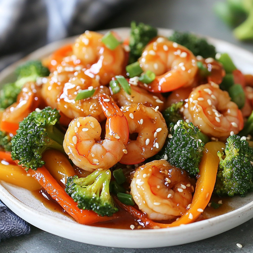Leckere Honey Garlic Sesame Shrimp Stir Fry Rezept