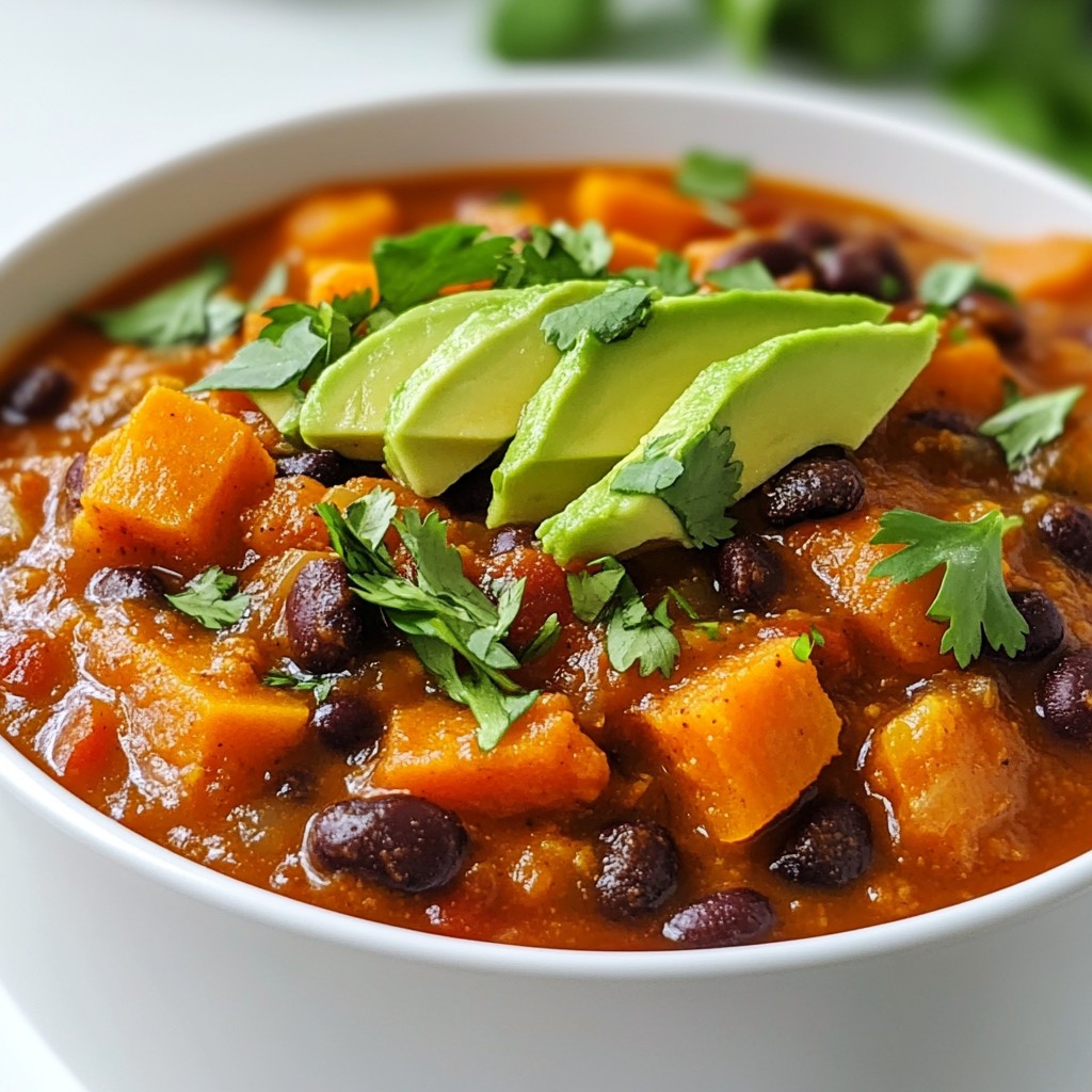 Süßkartoffel schwarze Bohnen Chili kräftig und schmackhaft