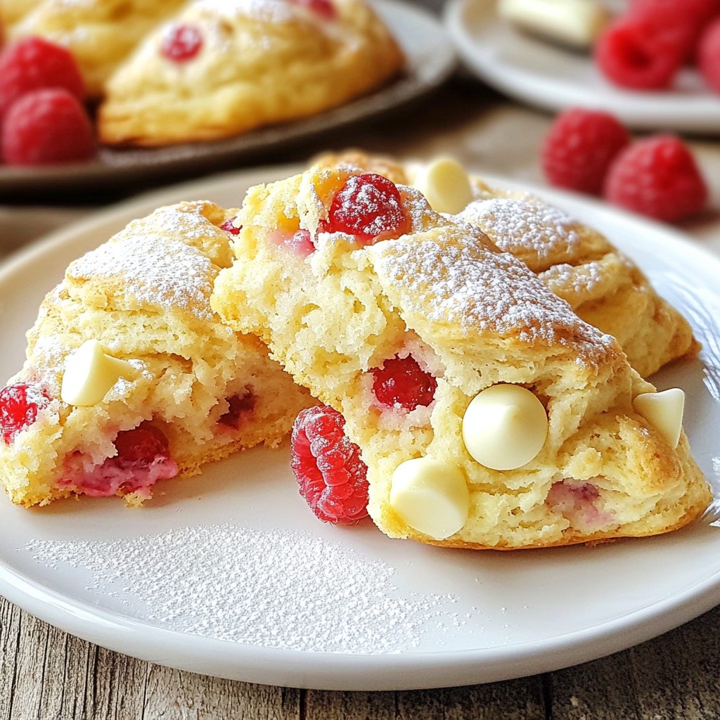 Raspberry White Chocolate Scones Frisch und Lecker