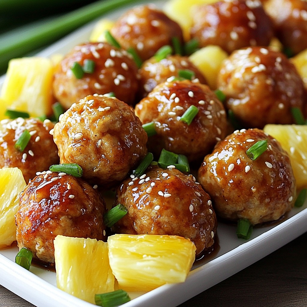 Pineapple Teriyaki Chicken Meatballs Einfach und Köstlich