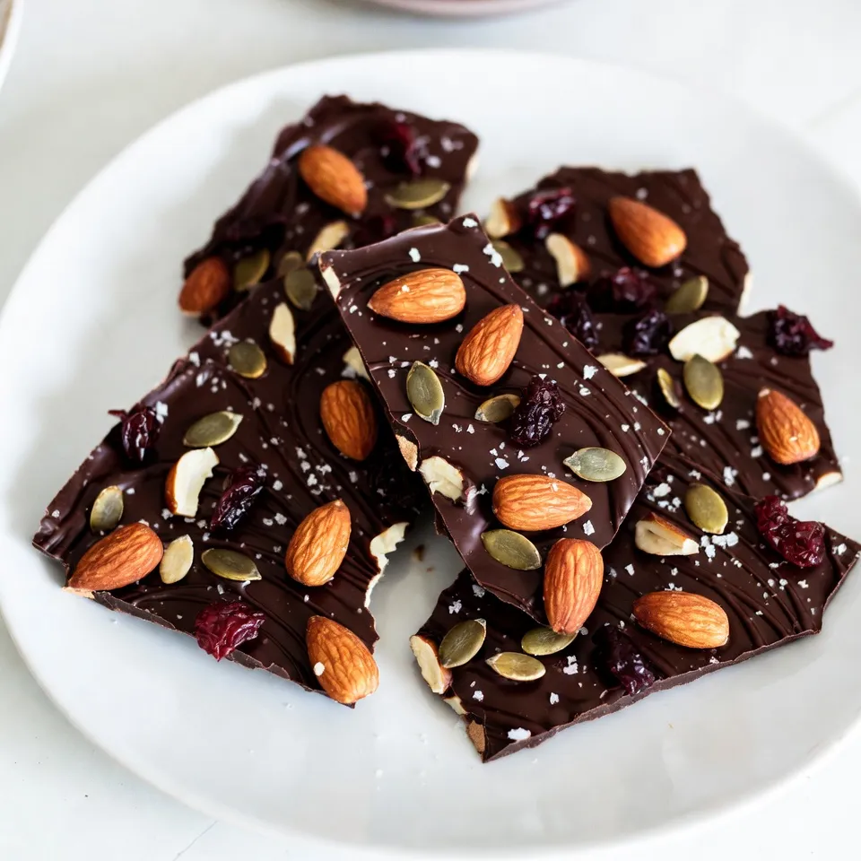 Dunkle Schokolade Meersalz Rinde Schnelle Süßigkeit